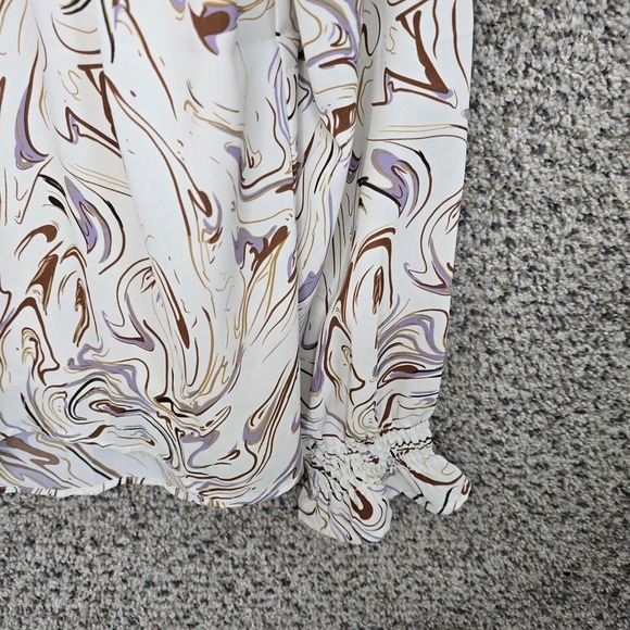 THML Top Womens Large Purple Smocked Ruffle Long Sleeve Blouse Casual Ladies - Picture 2 of 7